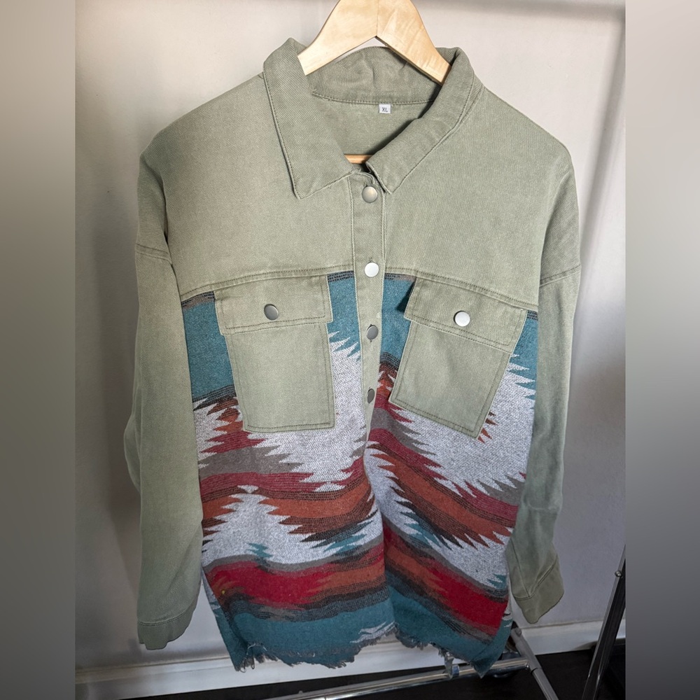 Multicolor Southwestern Style Button-Up